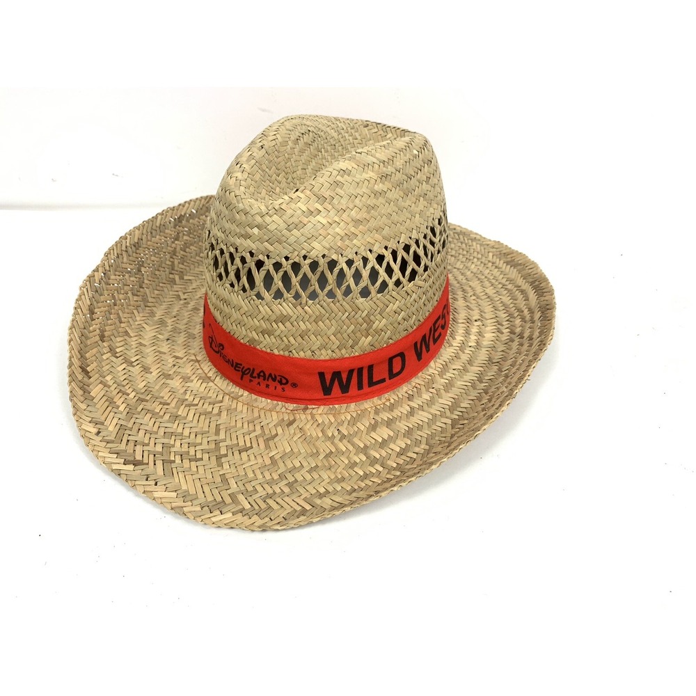 NEW VINTAGE DISNEYLAND PARIS BUFFALO BILL'S WILD WEST SHOW STRAW COWBOY HAT Red